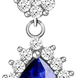 925 Silver Floral Royal Blue Drop Pendant| Necklace to Gift Women & Girls | With Certificate of Authenticity and 925 Stamp | 6 Months Warranty*-image-5