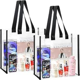 habino 2 pcs 12x12x6 Inch Clear Tote Bag with Handle for Women, Waterproof and Transparent PVC Bag for Lunch Bag, Perfect for Work, Concerts-picture-14
