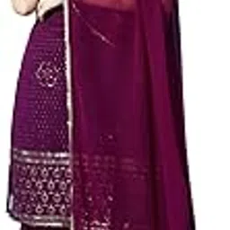shopping queen Women's Georgette Embroidered Kurta and Sharara Set-picture-34