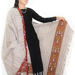 himalayankraft Hand Woven Kullu Handloom Pure Woolen Warm and Soft Traditional Himachal Shawl. Girls and Women-picture-51