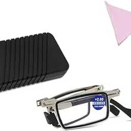 Screwless Ultra-Light Folding Reading Glasses with Case –Anti-Blue Light Compact Eyewear for Men & Women –Portable Rectangular Frame Readers for Middle-Aged & Elderly-image-17