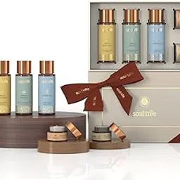 SoulTree Self-Care Essentials Kit | Ayurvedic Bath & Body Care Gift Set | Ayurvedic Shampoo, Shower Gel, Face Balm, Moisturiser & Clay Mask | Organic Skincare Gift Box for Men & Women | Paraben & Sulphate Free-image-28
