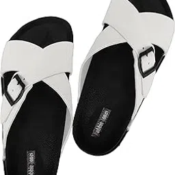 robbie jones Robbie Toes Men's Cross Strap Comfort Sandals with Buckle Detail, Tan and Black-picture-46