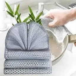 10 Pcs Pack Multi Mesh Wire Scrubber Dishwashing Cleaning for Kitchen (Dish Cloth-I)-image-24