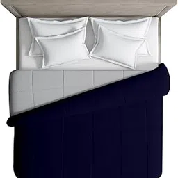 KISHONANDA BEDDING Reversible Down Alternative Comforter King Size/Light Grey/Navy Blue, Lightweight Comforter Set All Seasons - Box Stitched Blanket with Corner Tabs - Super Soft, Fluffy-picture-16