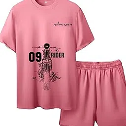 Rivanora 09 Rider Printed T-Shirt & Shorts Set for Men | Stylish Summer Co-Ord Set | Casual Sportswear | Trendy Gym Wear-image-44