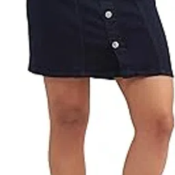 dolce crudo Women's Stretchable Solid A-line Mini Denim Skirt-picture-32