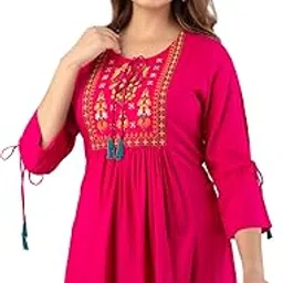 dmp fashion Women's Rayon Classic Heavy Embroidery Top with Beautifull Tassels at Front and on Both Sleeves image 1