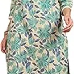 yash gallery Women's Cotton Flex Calf Length Mandarin Collar 3/4th Sleeves Floral Print Regular Fitted Straight Kurta With Pant-picture-29
