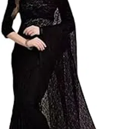 vragi Women'S Most Trendy Saree With Unstitch Blouse Piece -Saree Net Russell Black-picture-13