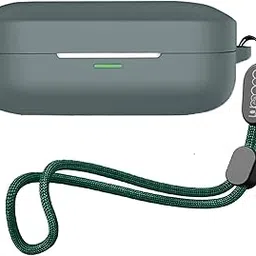 Cocoonkart Soft Silicone Case Cover for Realme Buds Air 7 | 7 Pro (Lanyard, Moss Green)-picture-32