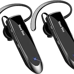 bee Bluetooth Earpiece Wireless Handsfree Headset Bee 2Packs 24 Hrs Driving Headset 60 Days Standby Time with Noise Cancelling Mic Headset Case for iPhone Android Samsung Laptop Truck Driver (-image-28