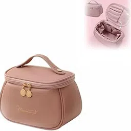 Luxury PU Leather Makeup Bag Waterproof Travel Cosmetic Organizer with Handle Dual Zipper Elegant Vanity Case for Brushes, Skincare Toiletries Perfect Gifts for Women Girls Multicolor-picture-45