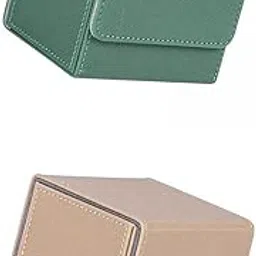 STYLEHEAVEN 2Pieces Card Deck Case Organizer Storage Box for Cards Beige and Green-image-37