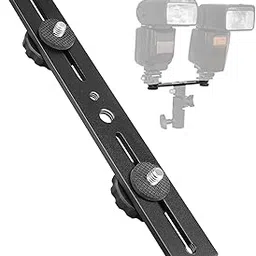 WANGCL Dual Flash Mount for Dual Tripod 6.35mm Dual Camera Mount 8 inch Flash Extension bar Dual Tripod Mount for Camera-image-5