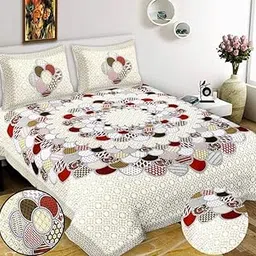 E-WISH BOX Pure 100% Cotton Double Bed Sheet with 2 Pillow Covers (Bedsheet for Double Bed Cotton, Green Rangoli)-picture-30