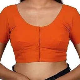 ambika stores & readymades Women's Round Neck Cotton Stretchable Short Sleeves Readymade Saree Blouse | Regular Wear Plain Blouse for Women Stylish-picture-28