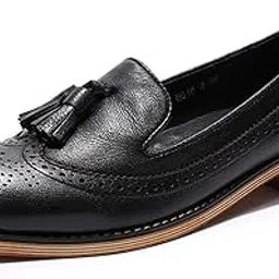mona flying Women's Leather Penny Loafer Casual Flat Shoes for Women Ladies-picture-18