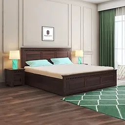 Gouravgenic handicraft Solid Sheesham Wood Queen Size Double Bed with Drawer Storage for Bedroom Living Room (Walnut Finish- Drawer Storage)-picture-10