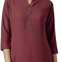 soch Womens Maroon Mandarin Collar Stone Yoke Design Tunic-picture-39