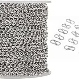 CRAFTS HAVELI Jewellery Making Metal Link Extender Chain for Craft & DIY – 5 Meter, 3MM, Silver Color + 50 S Hook Clasps – Perfect for Necklaces, Bracelets & Custom Jewellery Designs-image-48