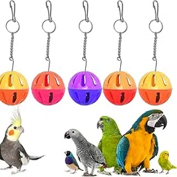 Hanging Ball Bird Toy Bird Rattler Accessories for Birds Cage Multi Color Plastic Bell Balls Birds Toys for Parakeets, Cockatiel, Budgerigar, Parrots (Hanging Balls Bell 5pcs)-picture-34