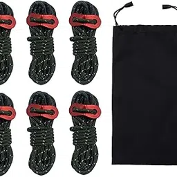 6 Pack Reflective Guyline Tent Rope with Aluminum Adjuster, Tent Kit for Camping Tent & Hiking Accessories - 4mm Thick and 4 Metre Length-picture-25