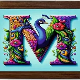 M Letter Print Design with Peacock MDF Wooden Money Saving Box | Handmade Piggy Bank Coin Storage for Kids and Adults | Decorative Savings Box-picture-29