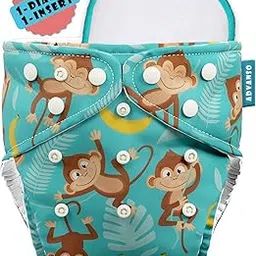 Advanso Leakage Proof cloth diapers for babies, high absorbent 1 reusable diaper 1 insert pad combo pack washable cloth diaper free size 5-18kg adjustable pocket cover (A1)-picture-23