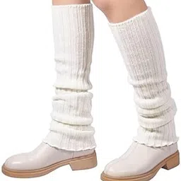 panca Winter Socks for Women – Woolen Stockings & Fleece Leg Warmers – Calf Length Korean Outfit Accessories – Foot Warmers for Girls, Kids, Skirt Wear – 2 Piece (White)-picture-12