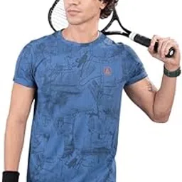 GAMEPOINT - Men's Printed Microfiber Dryfit Polyester Solid Round Neck T-Shirt | Half Sleeves T-Shirt image 1