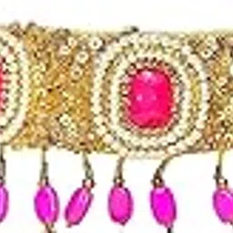 duchess Satin Pink Golden Beaded Designer Tasselled Cloth Waist Saree Belt And Kamarbandh For Women-picture-15