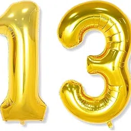 Flyloons 13 number Golden Foil Balloon 16 inch Size Birthday Decoration Items Pack of 2 | 13th Year Balloons | Thirteen-image-12