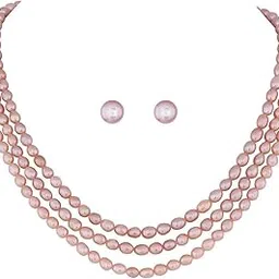 pitti jewels and pearls Natural Fresh Water White Pearls Necklace Chain for Women-picture-16