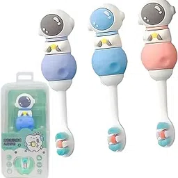 BabyTish Cute 3D Toothbrush for Kids & Toddlers | 3-6 Years, Soft Bristles | Cartoon Animal Design | Ultra Soft Bristles, Gentle on Gums | Easy Grip Handle | Bpa-Free | Cartoon Astronaut Grip Kids-picture-40