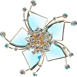 the opal jewels Crystal Flower Brooch Pin | 18k Gold Plated | Trendy, Lightweight & Comfortable | Stylish & Tarnish-Resistant | Qty : 1pc-picture-47
