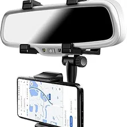 Car Rearview Mirror Phone Holder- Car Phone Mount- Phone Bracket, Phone Stand with 270° Swivel and Adjustable Clips, Universal Smartphone Cradle, Black-picture-27