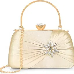 misha Radiance Flower Diamond Satin Clutch (GOLD)-picture-53