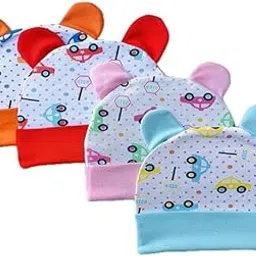 NAVYZONE New Born Baby Cap with Ears for 0-6 Months | Cotton Baby Set for Baby boy & Girls| Unisex Durable Gift Set and Color May Vary-picture-36