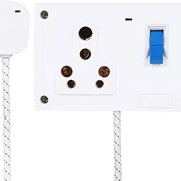 MICA Extension Cord - MCB - Socket Combined Box 32 AMP with Indicator - Cotton Wrapped 3 Core Copper Wire 5 Meter. Qty - 1 (White)-picture-18