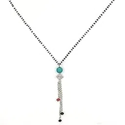 heeva creation Mangalsutra for Women | Silver & Black Chain with Turquoise Green Bead, Oxidized Charm & Multicolor Bead Chains | Traditional Ethnic Jewelry – Pack of 1-picture-20
