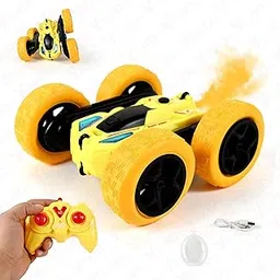 VikriDA Spray Stunt RC Cars 2.4GHz Remote Control Car with Headlights, Off Road, 4WD 360° Rotating RC Crawler, Gifts for Boys & Girls - Yellow Smoke Car-picture-20
