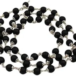 Dharmsaar Ltd Silver Cap Shaligram Mala Original For Men and Women, Shaligram Gandaki River Mala, Pure Silver Karungali Malai Original 108 Beads, Shaligram Shila for Puja-image-57