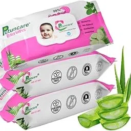 Putuncare 99% Pure Water Baby Wipes with Lid | 80 Wipes x Pack of 3-240 Wipes | Extra Thick & Moist Wet Wipes for Baby's with Aloevera and Vitamin E-picture-35