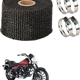 Znee Smart Silencer Wrap with Clamp Bike Exhaust Heat Shield (3Mtr Black)+ 4 Pcs Clamp for Bajaj Avenger 160 Street-picture-11
