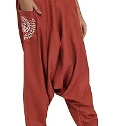 9rasa Women's Cotton Printed Pockets Drop-Crotch Boho Harem Pants for Yoga Casual Evening-picture-34