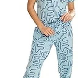 lotik Women's Cotton Geometric Print Loungewear Top & Payjama Set-picture-30