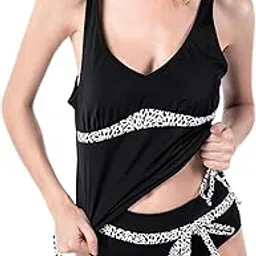 Women Tankini Swimsuits Two Piece Double Up Summer Swimwear Halter Bathing Suits Set-image-7