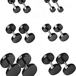 karishma kreations Valentine jewellery Stainless Steel Mens Earrings Combo Black Gold Silver Piercing Screw Bali Stud Hoops Earing Multicolor Earrings Combo for men boys Unisex-picture-13