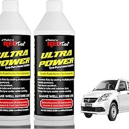 Ultra Power Tyre Puncture Solution, Professional Sealant for Tube and Tubeless Car Tyres, Prevents Flats and Burst Accidents Pck of 2 for This Car-image-99